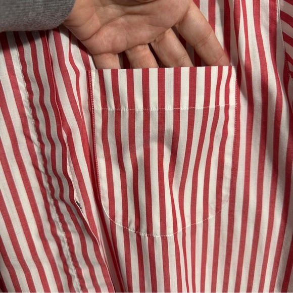 Vintage Talbots button down shirt, size 10, red/white stripe, contrasting trim - Picture 7 of 10